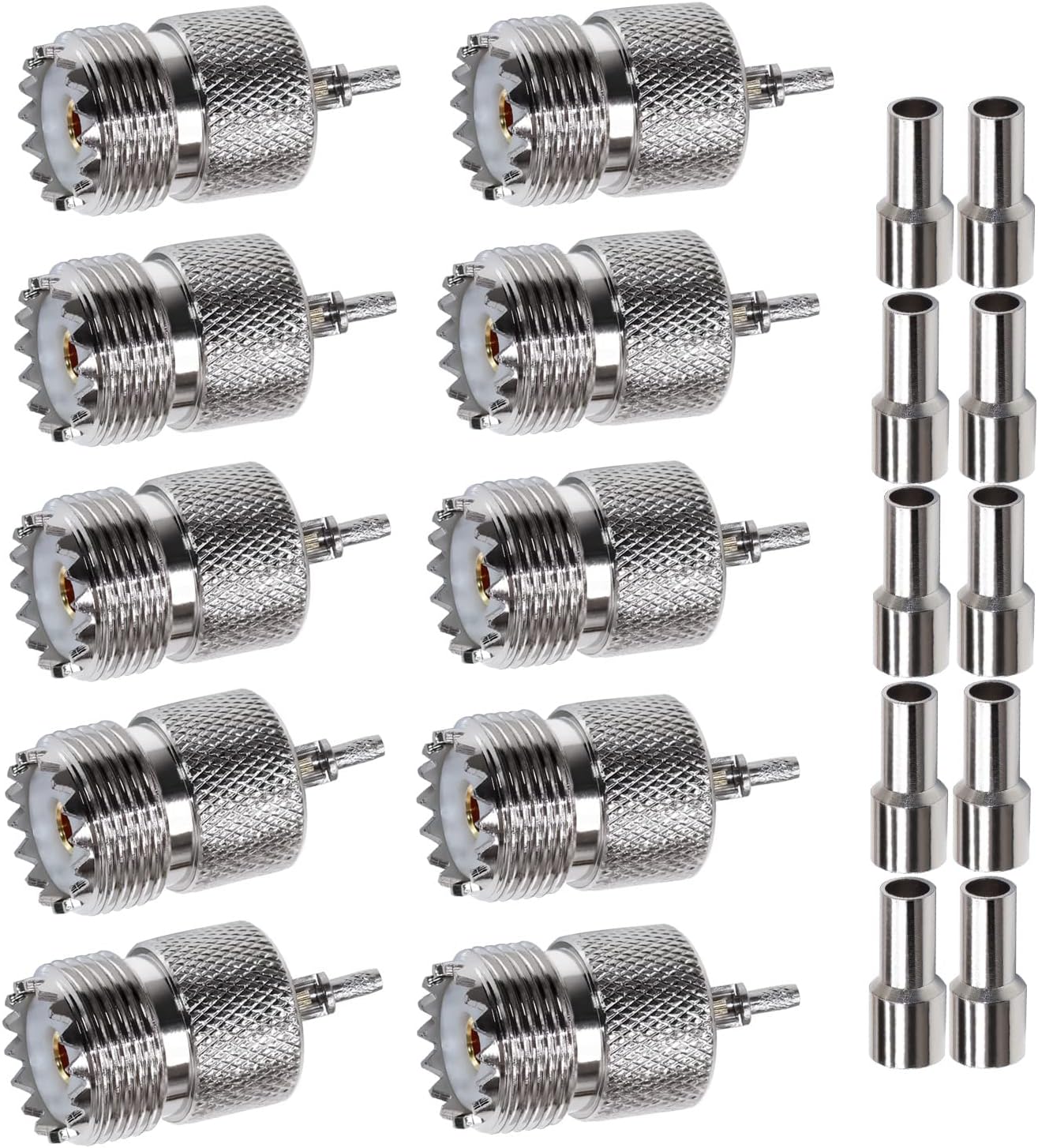 ABONIX UHF SO239 Female Crimp Connector RG316/RG179, PL259 RF Coax Jack- Pack- 10