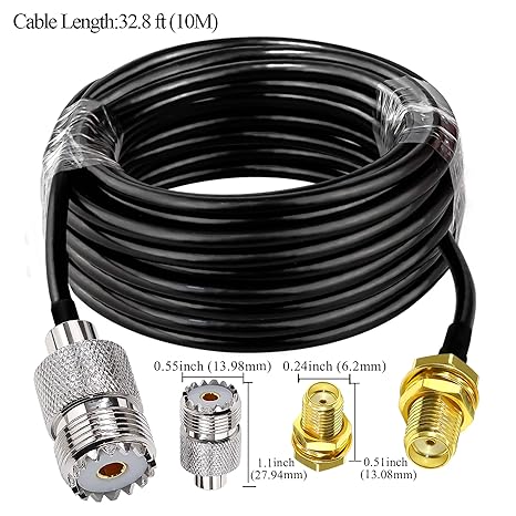RG58 UHF Female to SMA Female Coaxial Jumper Cable 32.8ft(10M) Low Loss Extension Cable (Pack of 1)