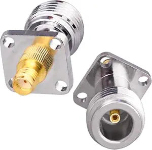 N Female to SMA Female Panel Mount 4 Hole 17.5mm N to SMA Coax Connector (Pack of 2)
