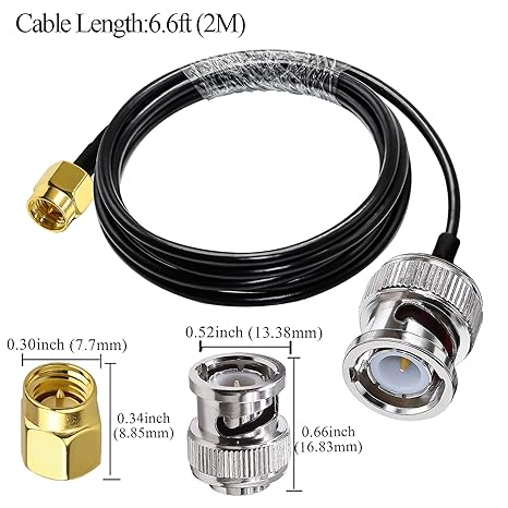 BNC Male to SMA Male Extension Cable RG58 6.6ft(2 Meter) for Antennas Wireless LAN Devices
