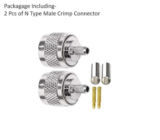 N Male Crimp Connector N Type Plug Adapter for RG58 and RG142 Low Loss High Frequency RF Coaxial Connector (Pack of 2)
