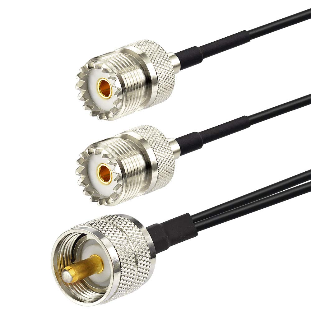 ABONIX RG174 UHF Male to Dual UHF Female Splitter Cable 30cm (1FT)