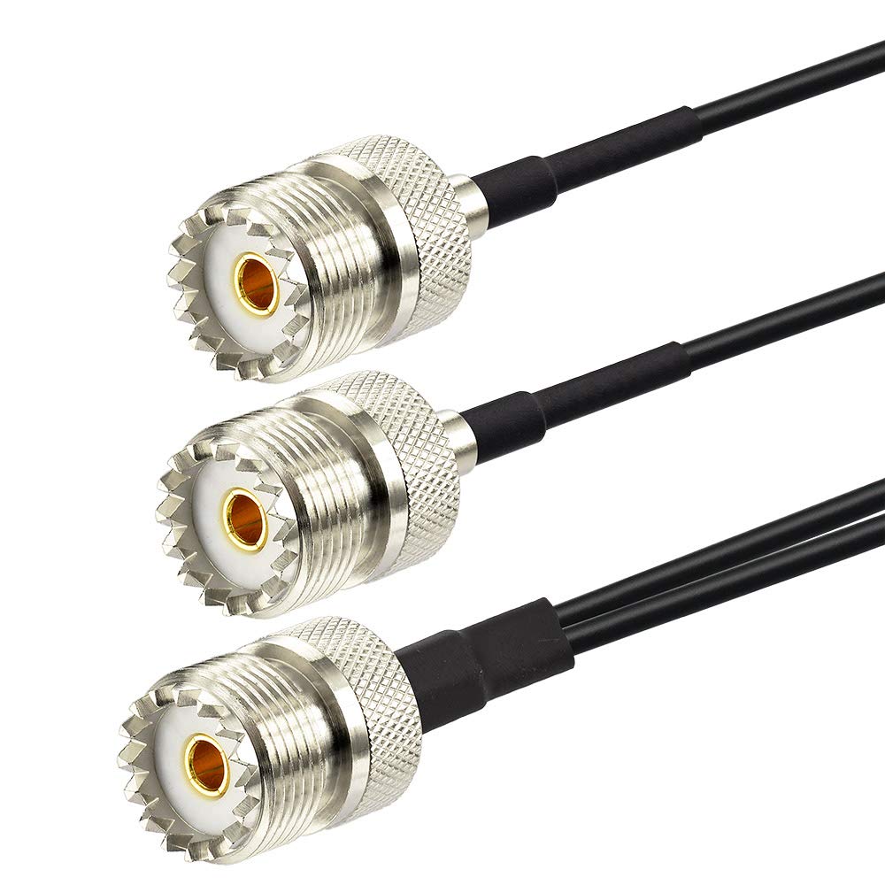 ABONIX RG174 UHF Female to Dual UHF Female Splitter Cable 30cm (1FT)