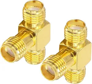 SMA Tee Splitter 2-Way, SMA Female to Dual Female Splitter Antenna Adapter Converter (Pack of 2)