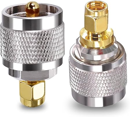 UHF Male to SMA Male Coaxial Connector Low Loss Coax Adapter (Pack of 2)