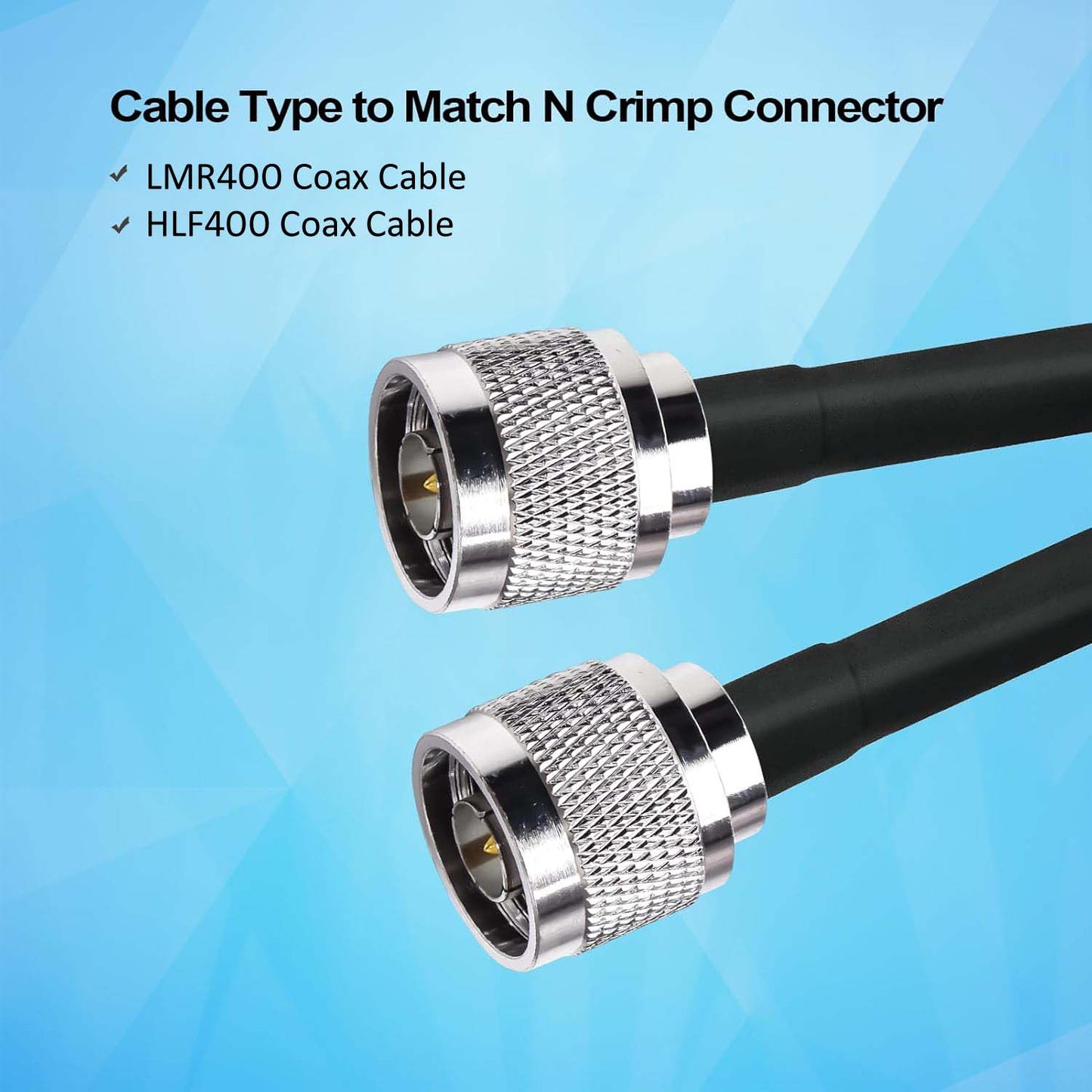 N Male Crimp Connector for Cable HLF-400 and LMR-400 (Pack of 3)