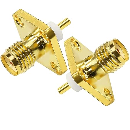 SMA Female 4 Hole Panel Mount Solder Connector - Pack - 2