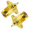 SMA Male 4 Hole Panel Mount Solder Connector - Pack - 2