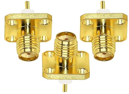 SMA Female 4 Hole Panel Mount Solder Connector - Pack - 3