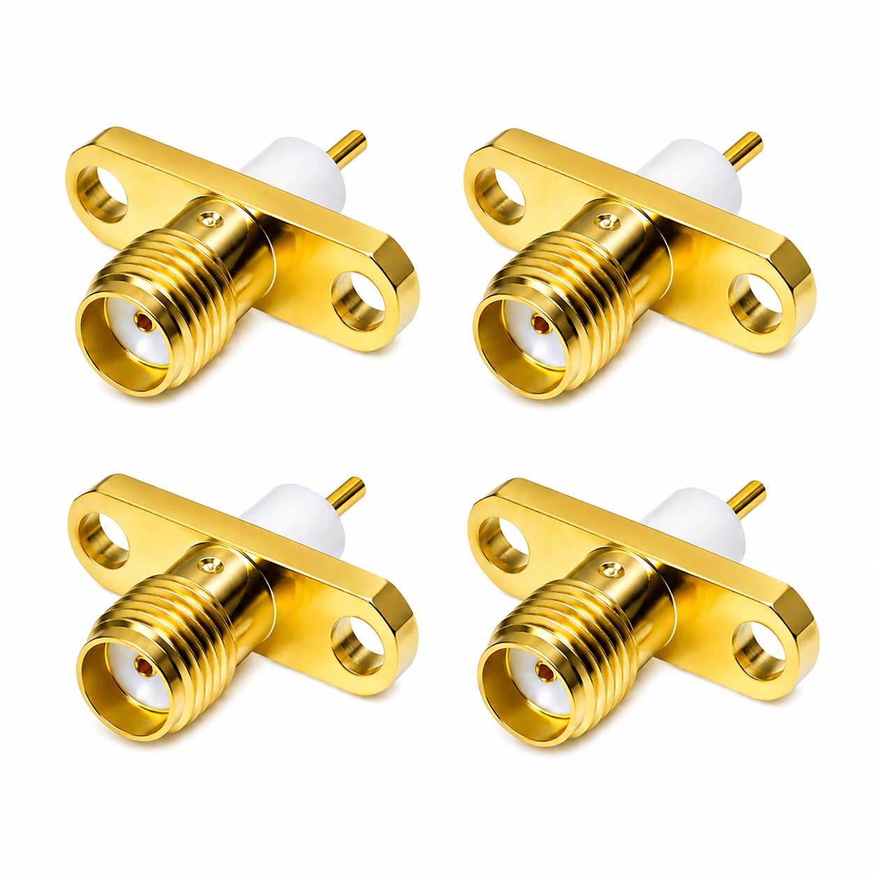 ABONIX SMA Female 2-Hole Flange Panel Mount RF Connector- Pack- 4
