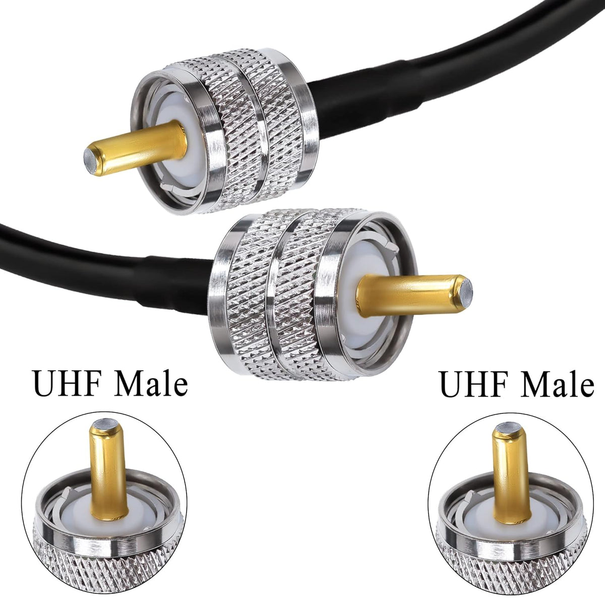 Jumber Cable UHF Male to Male Extension Cable 16.4ft(5M) Low Loss RG58 RF Black Coaxial Cable - Pack - 1