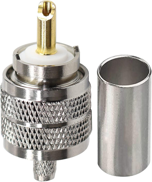 PL-259 UHF Male Plug Crimp Coax Connector Adapter for RG58 -Pack -10