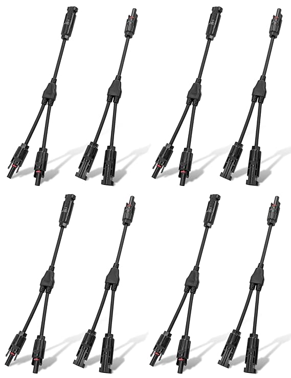 MC4 T Branch Connector 4 to 1 Solar Panel Parallel Adapter (MFF + MMF) – Pack of 4 Pairs