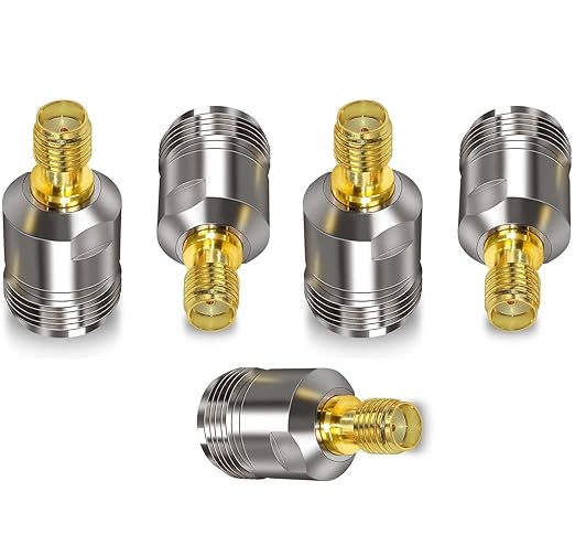 SMA Female to N Female RF Adapter, Coaxial Connector (Pack of 5)