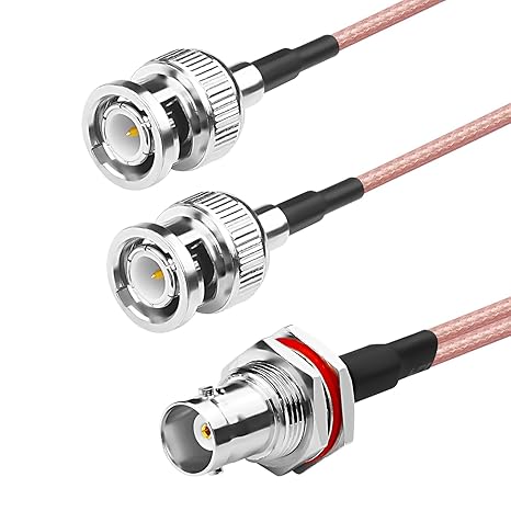 RG316 BNC Splitter Coax Cable BNC Female to Dual Male Y Splitter 1 Feet (12 Inch) Coaxial Connector Extension Cable -Pack -1