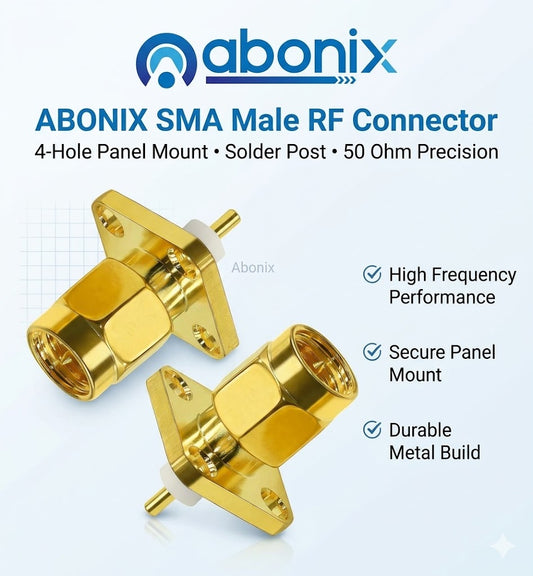 SMA Male 4 Hole Panel Mount Solder Connector - Pack - 2