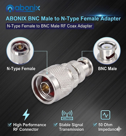ABONIX BNC Male to N Male RF Coax Adapter Connector- Pack- 5