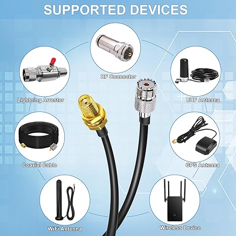 RG58 UHF Female to SMA Female Coaxial Jumper Cable 3.3ft(1 Meter) Low Loss Extension Cable (Pack of 1)