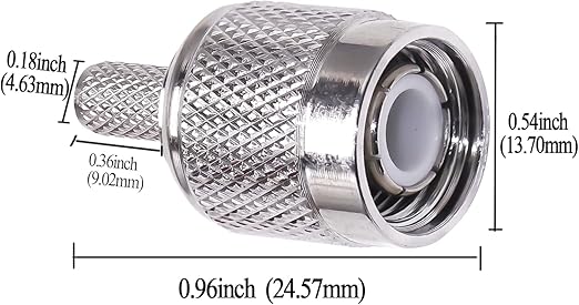 TNC Male Crimp Coaxial Connector Adapter for RG58 Cable – RF Antenna Fitting -Pack -5