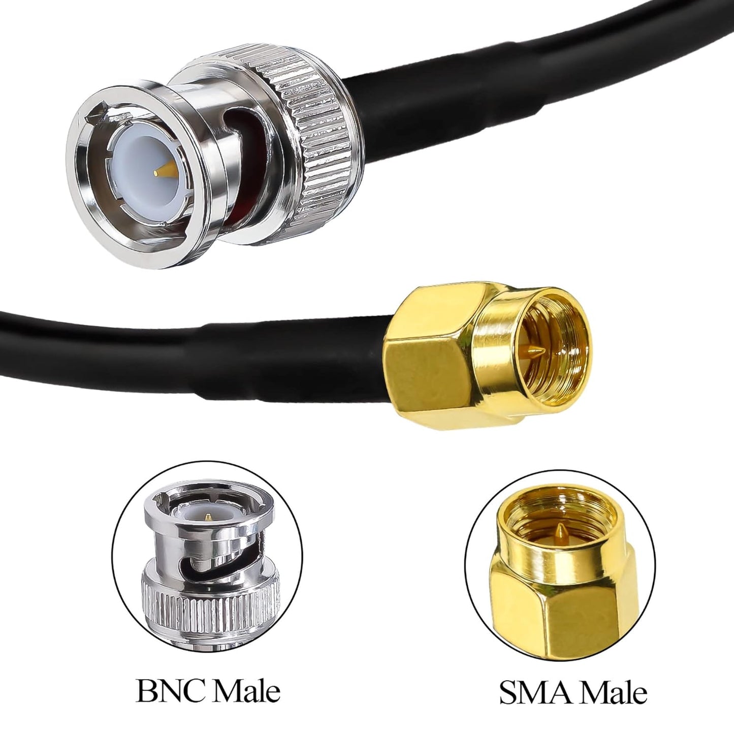 BNC Male to SMA Male Extension Cable RG58 16.4ft(5 Meter) for Antennas Wireless LAN Devices
