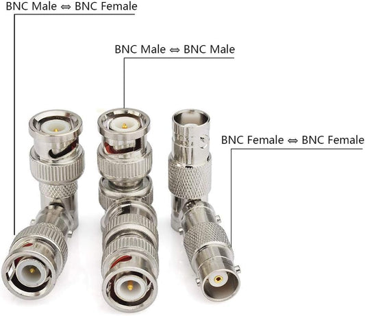 ABONIX BNC Adapter Kit 6 Pcs, BNC Male & Female RF Coax Connector Set for CCTV & Radio