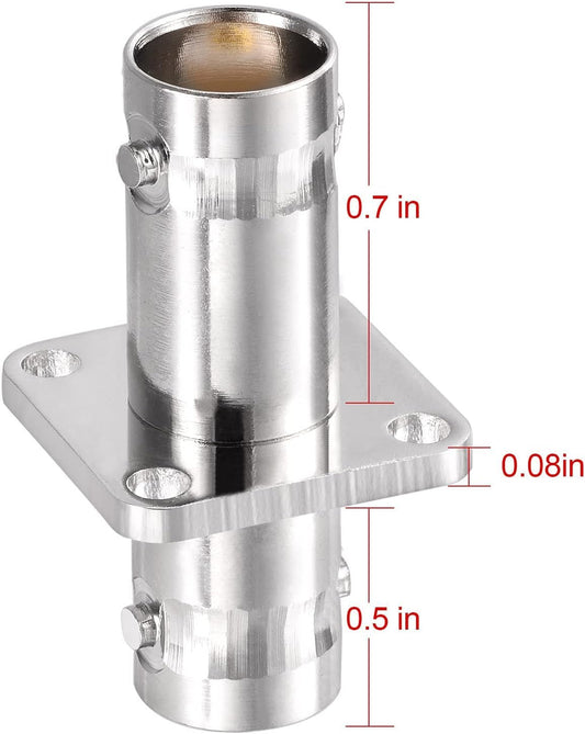 ABONIX BNC Female to BNC Female Flange Panel Mount RF Connector, 4-Hole- Pack- 2