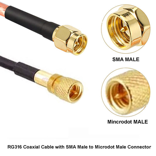 ABONIX SMA Male to M5 Microdot RG316 Test Cable, 1 Meter, 50 Ohm, Pack- 1