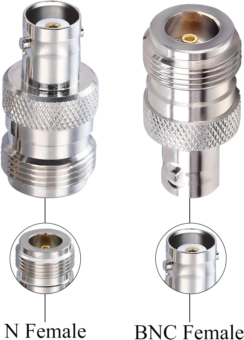 N-Type Female to BNC Female RF Coax Adapter - Pack - 2