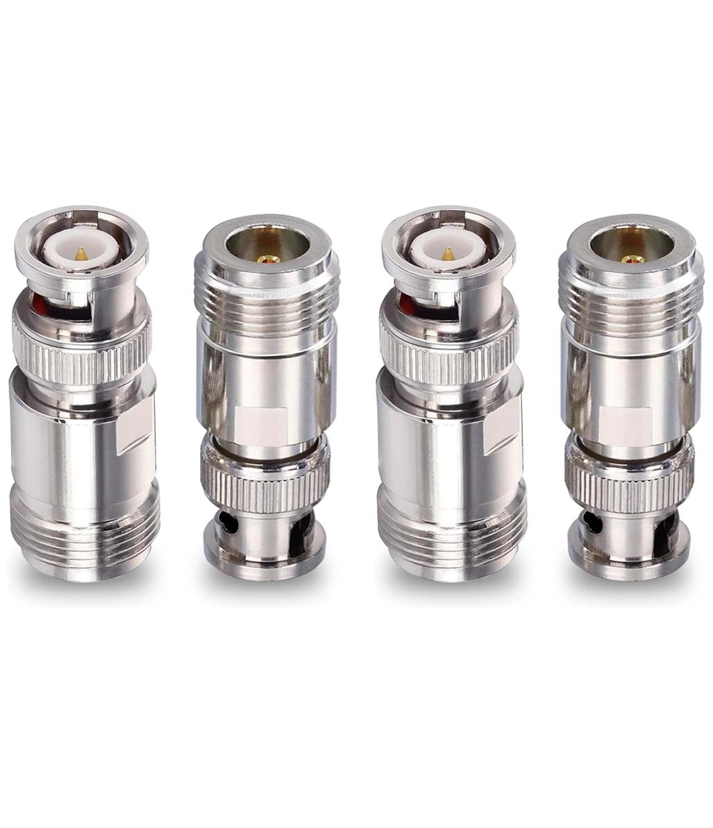 N Female to BNC Male Coax Adapter - Pack - 4