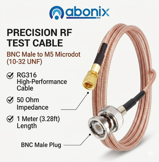 ABONIX RG316 BNC to M5 Microdot Cable 50Ohm Low Loss RF Coaxial Cable 3.3FT(1M)