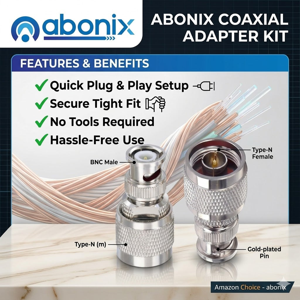 ABONIX BNC Male to N Male RF Coax Adapter Connector- Pack- 5