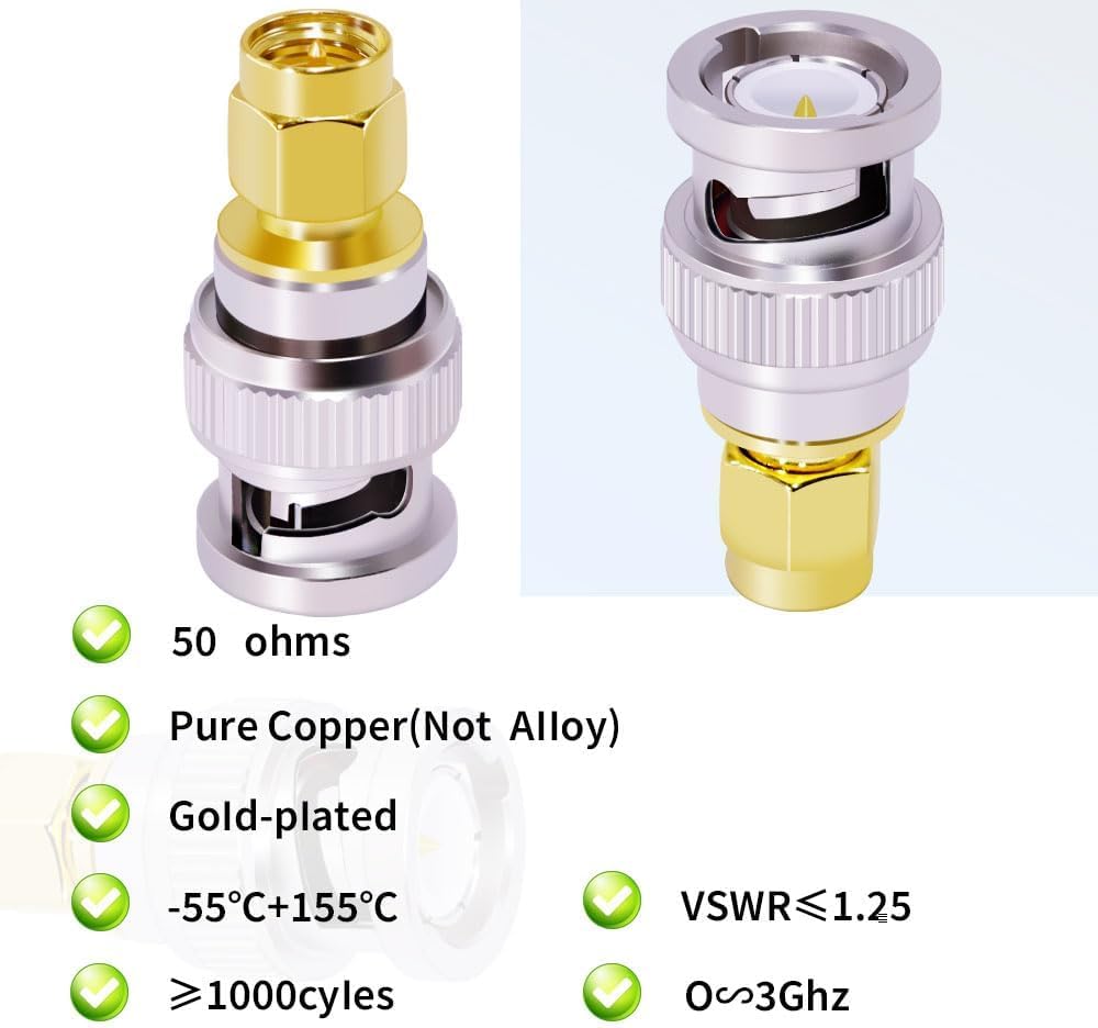 SMA Male to BNC Male Coax Adapter - Pack - 1