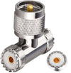 Triple Tee Connector UHF Male to Dual UHF Female 3 Way Splitter Coax Adapter PL259 SO239 Combiner Splitter Adapter - Pack -1