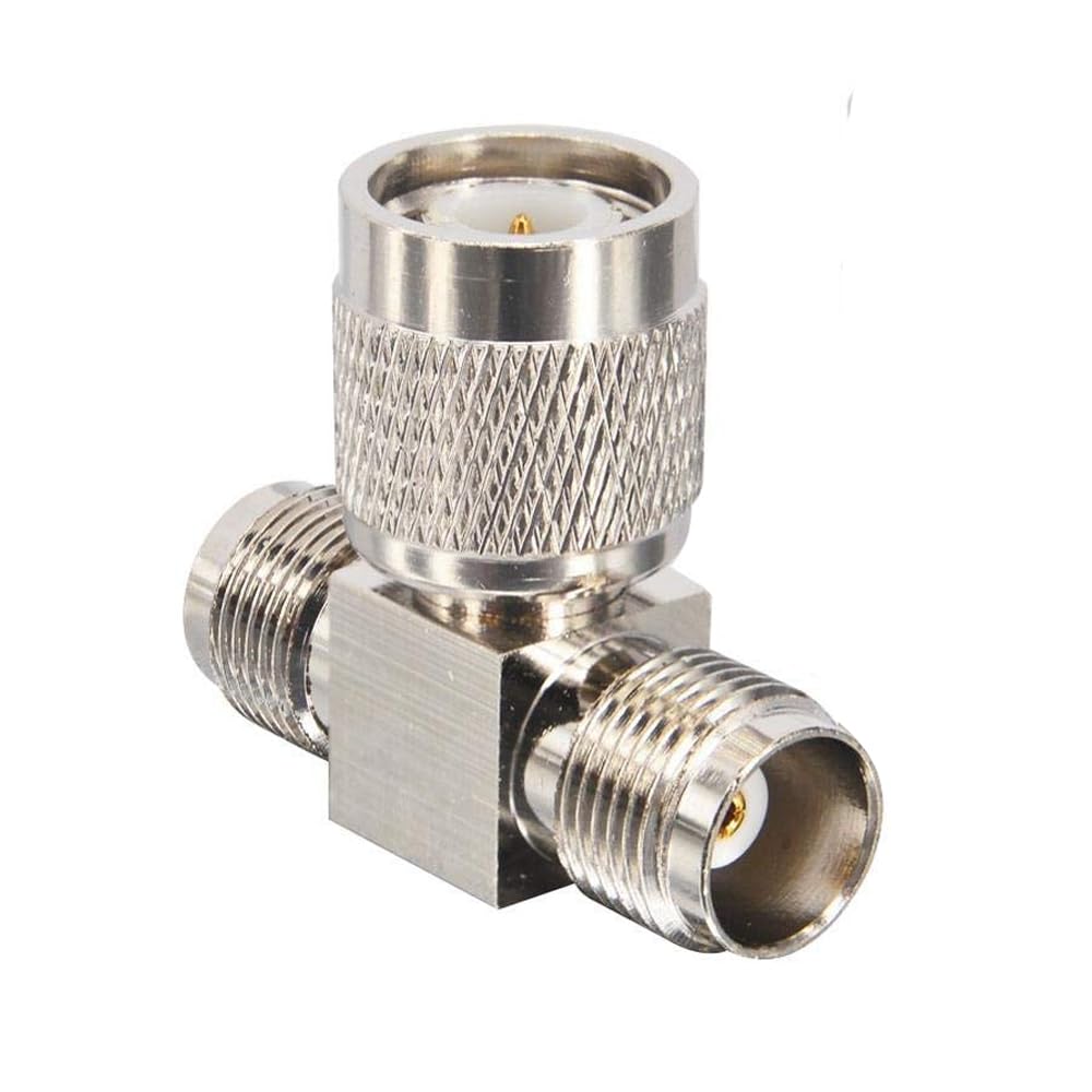 TNC Male to Dual TNC Female Tee Connector 3-Way RF Coaxial Adapter - Pack - 1