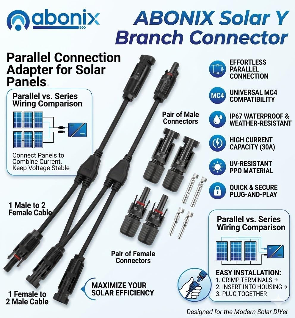 Mc4 Solar Connector Y Branch Connector 1 Pair Mc4 Connector Malefemale 2 Pairs For Parallel Connection Between Solar Panels