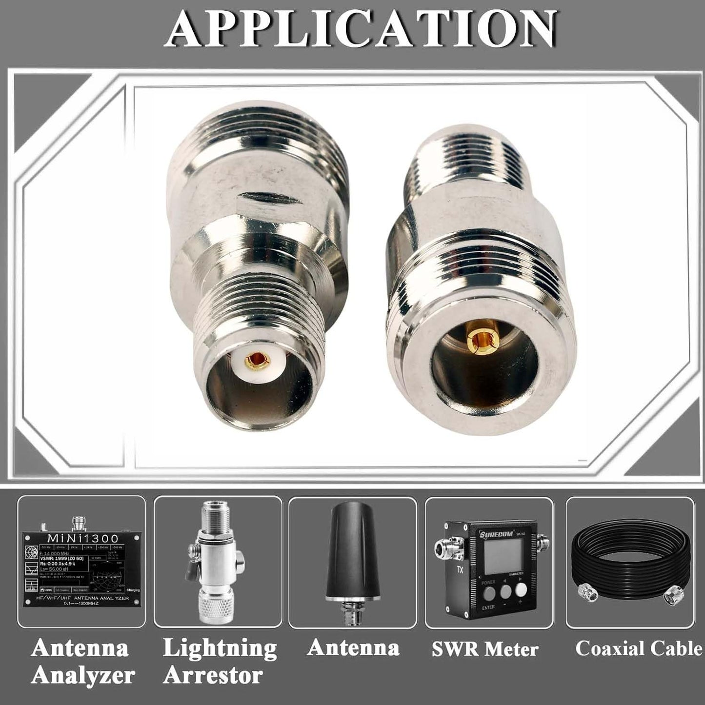 TNC Female to N Female RF Coax Adapter - Pack - 4