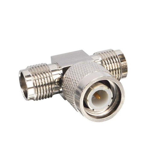 TNC Male to Dual TNC Female Tee Connector 3-Way RF Coaxial Adapter - Pack - 1