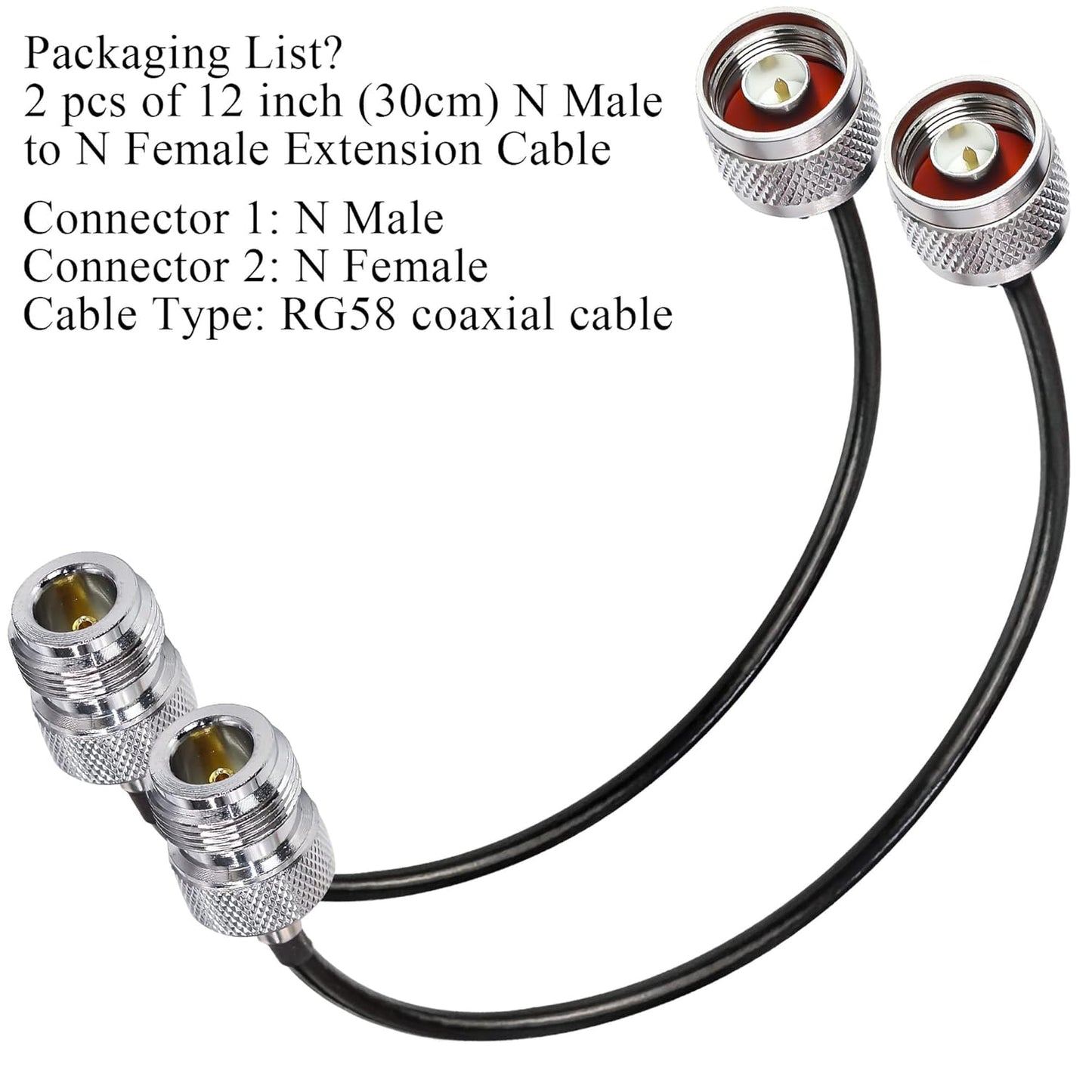 BNC Male to BNC Female 6 Inch (15cm) Low Loss RG316 RF Coaxial Antenna Extension Cable -pack -1