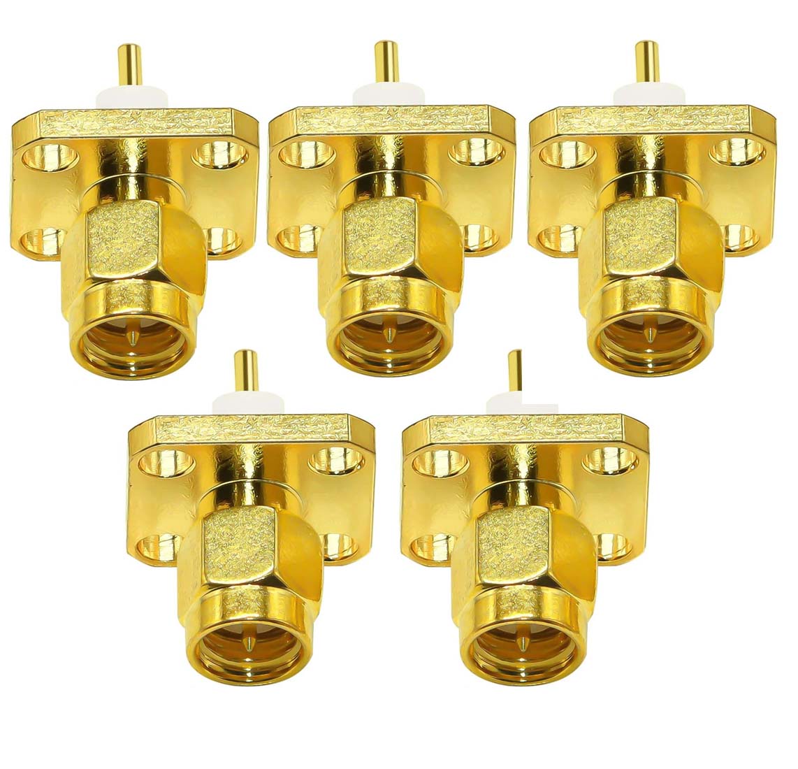 SMA Male 4 Hole Panel Mount Solder Connector - Pack - 5