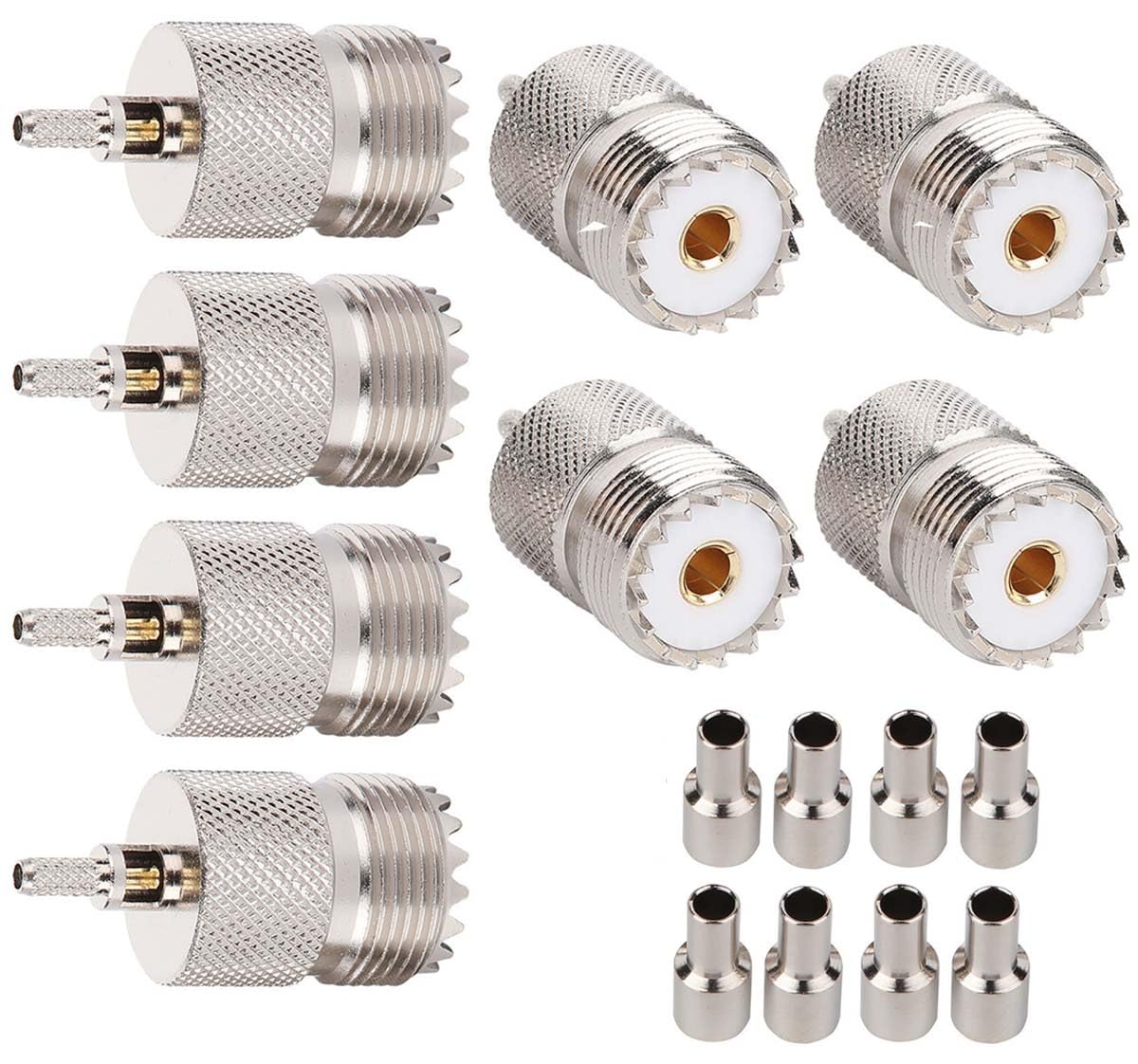 UHF SO239 Female Crimp Connector for RG316/RG179, PL259 RF Coax Adapter for CB Ham Radio Antenna- Pack- 8