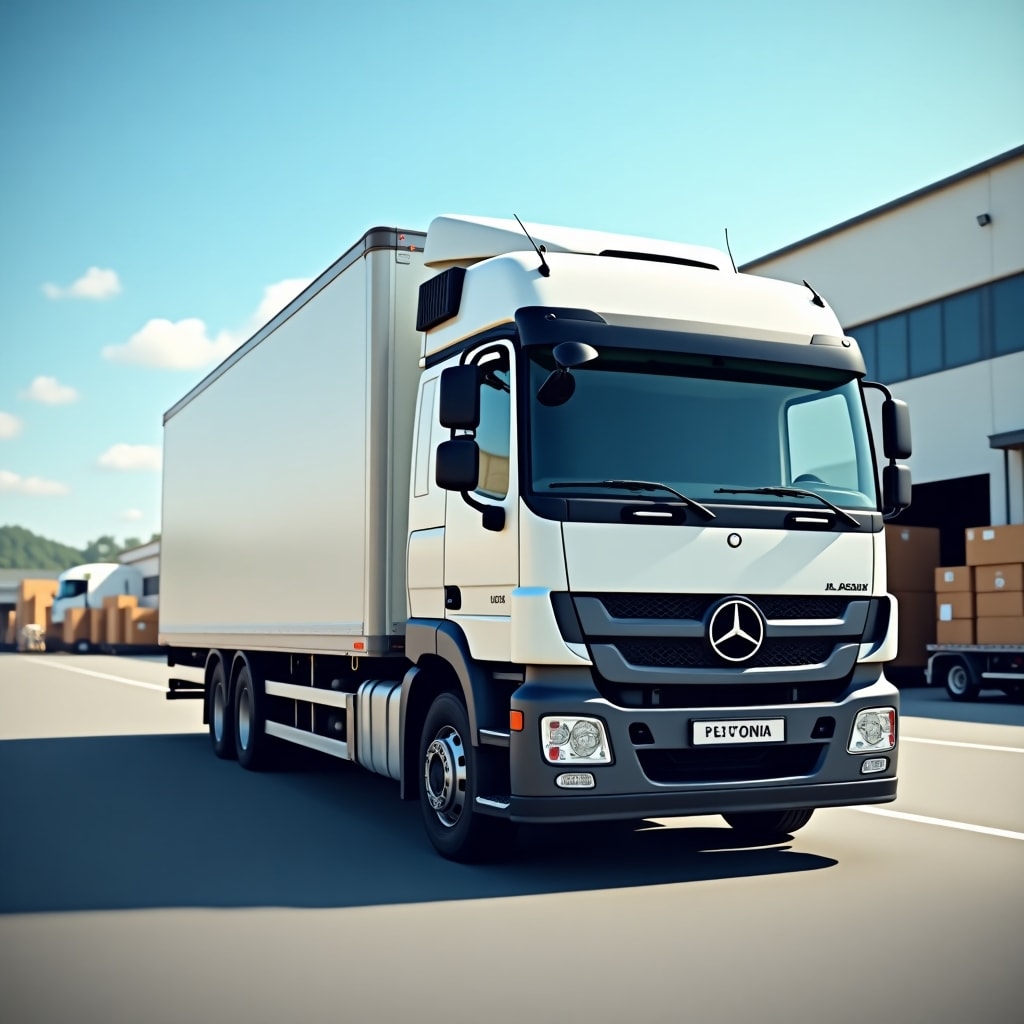 AI generated image for An image showing a delivery truck parked at a ware