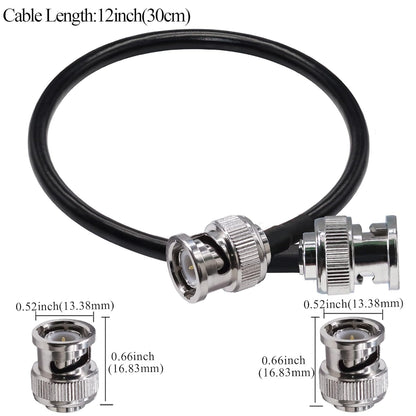 BNC Jumper Cable RG58 Coax Cable Low Loss 50 ohm Male to Male Coaxial Cable 12 inch (30cm) - Pack - 1