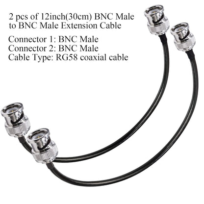 BNC Jumper Cable RG58 Coax Cable Low Loss 50 ohm Male to Male Coaxial Cable 12 inch (30cm) - Pack - 1