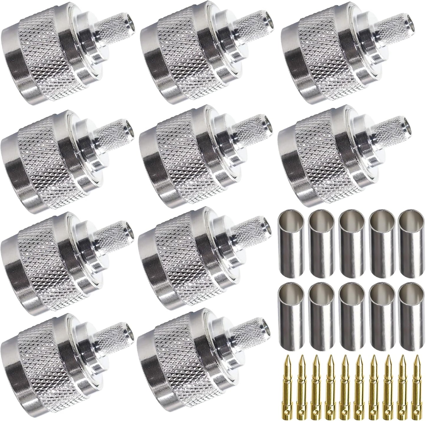 ABONIX N Male Crimp Connector for HLF-300 & LMR-300 RF Coax Cable- Pack- 10