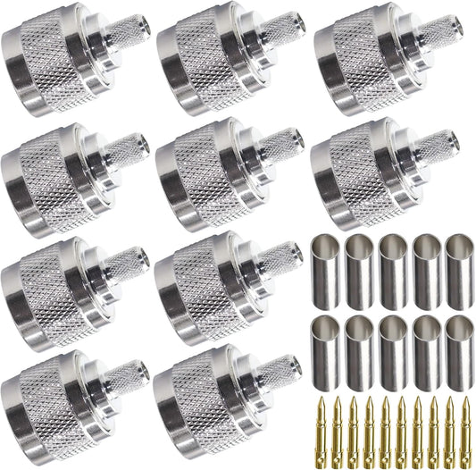 ABONIX N Male Crimp Connector for HLF-300 & LMR-300 RF Coax Cable- Pack- 10