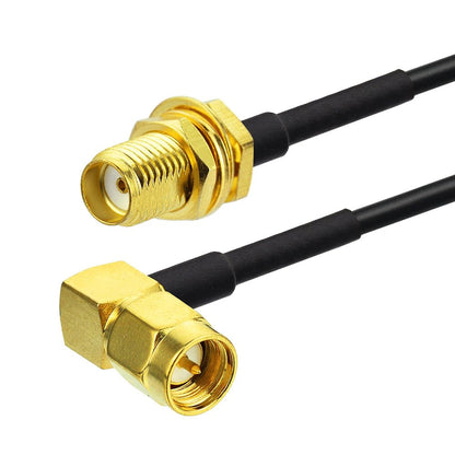 ABONIX RG174 Right Angle SMA Male to SMA Female Bulkhead Cable 1M (3FT)