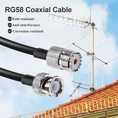 RG58 BNC Male to UHF Female Jumper Cable 49.2ft(15M)