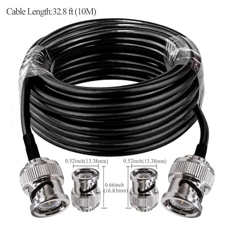 RG58 BNC Male to BNC Male Jumper Cable Low Loss 50 ohm 32.8FT(10M) - Pack -1