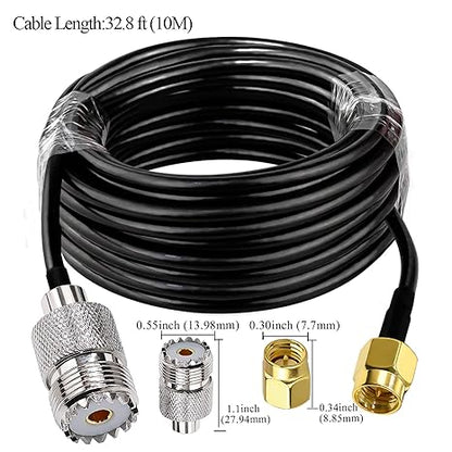 RG58 UHF Female to SMA Male Coaxial Jumper Cable 32.8ft(10M) Low Loss Extension Cable (Pack of 1)
