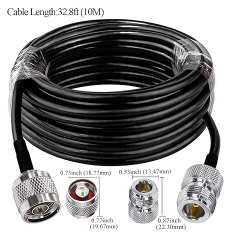 RG58 N Male to N Female Coaxial Jumper Cable – 32.8 FT (10 Meter) -Pack -1